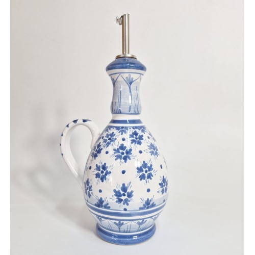 Bottiglia Olio - Decoro Fiorellini Blu