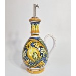 Bottiglia Olio - Decoro Ornato Blu con Limoni