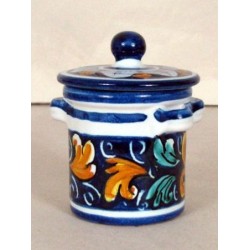 Barattolo con coperchio h. 10 cm - Fiore Blu