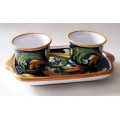 Coffee service for two with tray - Ornato Blu