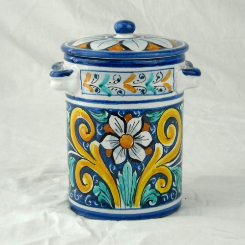 Barattolo con coperchio h. 16 cm - Fiore Blu