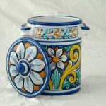 Barattolo con coperchio h. 16 cm - Fiore Blu