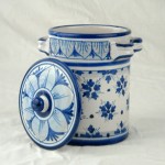 Barattolo con coperchio h. 16 cm - Fiorellini Blu