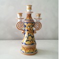 Candlestick 3 lights - Ornato Giallo e Blu