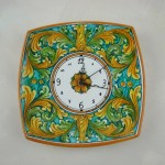 Orologio murale quadrato con lati curvi - Ornato verde