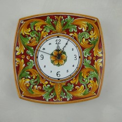 Orologio murale quadrato con lati curvi - Ornato bordeaux