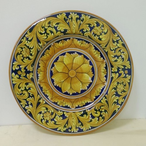 Piatto falda diametro 45 cm - Ornato Giallo e Blu