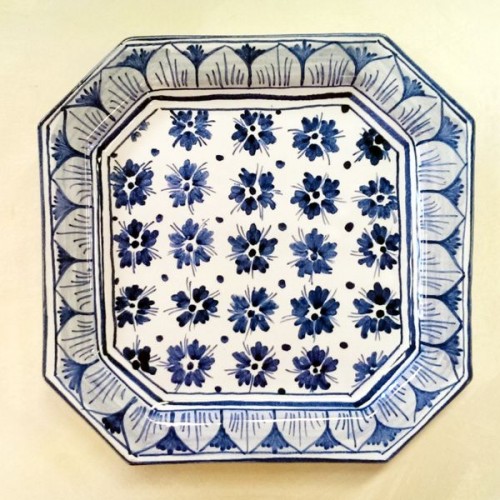 Octagonal plate 20 x 20 cm - Fiorellini Blu