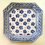 Piatto ottagonale 20 x 20 cm - Fiorellini Blu