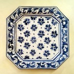 Octagonal plate 20 x 20 cm - Fiorellini Blu