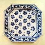 Piatto ottagonale 20 x 20 cm - Fiorellini Blu