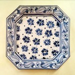 Piatto ottagonale 20 x 20 cm - Fiorellini Blu