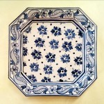 Octagonal plate 20 x 20 cm - Fiorellini Blu