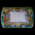 Decorated cover switches - Ornato foglie Azzurre-Gialle Fondo verde