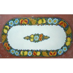Tavolo Ovale in Pietra Lavica 160 x 80 cm - Frutta fondo Blu