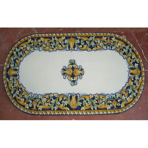 Tavolo Ovale in Pietra Lavica 180 x 90 cm - Ornato Blu