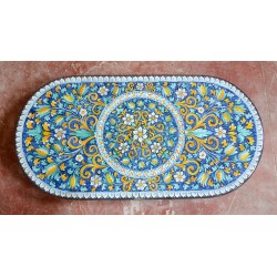 Tavolo Ovale in Pietra Lavica 220 x 110 cm - Fiore Blu