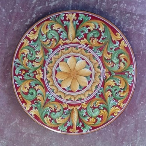 Tavolo Tondo in Pietra Lavica diametro 130 cm - Ornato Bordeaux
