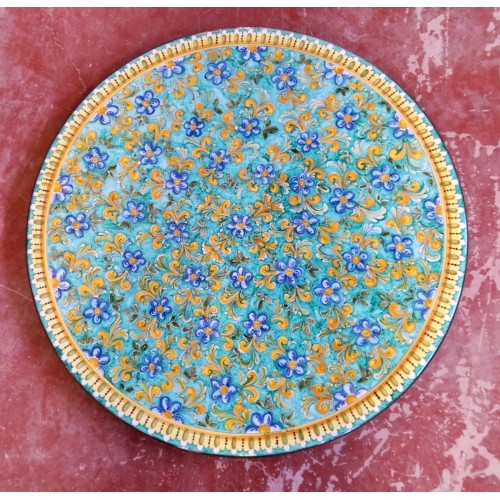 Tavolo Tondo in Pietra Lavica diametro 150 cm - Floreale Verde