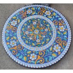 Tavolo Tondo in Petra Lavica diametro 150 cm con sedie - Fiore blu