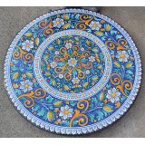 Round Table in Lava Stone diameter 150 cm  with 6 chairs - Fiore Blu