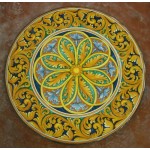 Tavolo Tondo in Pietra Lavica diametro 100 cm - Enna con Rosone 