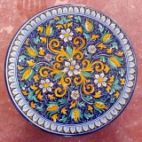 Round  Lava stone Table diameter 90 cm - Fiore fondo Blu