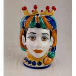 Testa Donna h. 25 cm. - Decoro Fiore Verde Testa Donna h. 25 cm. - Decoro Fiore Verde