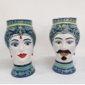 Coppia teste h. 35 cm. - Decoro Ortensia