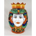 Ceramic Head Woman h. 60 cm. - Ornato Blu